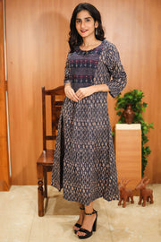 Blue Hand Block Printed Cotton Dress 10062668