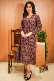 Rustic Maroon Hand Embroidered Cotton Dress