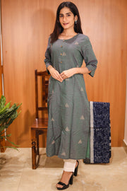 Green Hand Embroidered Kurta 10062698