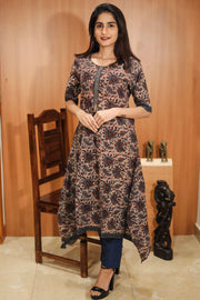 Brown Hand Block Printed Cotton Kurta 10062706
