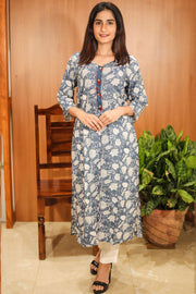 Blue Hand Block Printed Cotton Printed Kurta 10062709