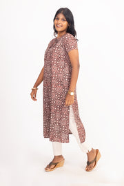 Brown Jahota Hand block Printed Cotton Kurta 10072343