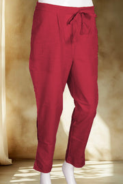 Red Solid Style Cotton Pant 10062711 