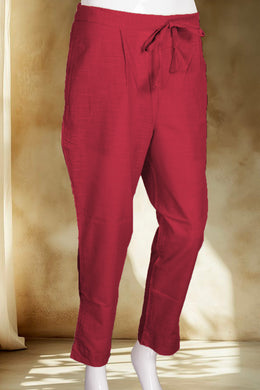 Red Solid Style Cotton Pant 10062711 