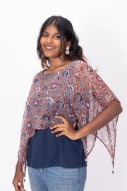 Millennium Blue Handcrafted Chiffon Crop Top 10071235