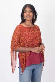 Maroon Handcrafted Chiffon Crop Top 10071238