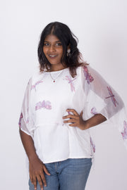 White Handcrafted Chiffon Crop Top 10071240