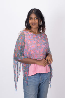 Pink Handcrafted Chiffon Crop Top 10071241