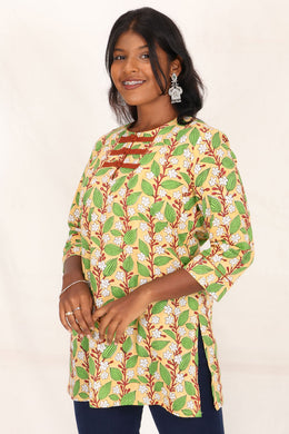 Baby Yellow Hand Block Printed Kurti 10071536