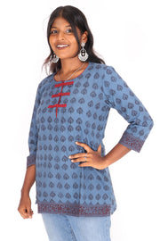Polo Blue Bagh Printed Cotton Kurti 10071550