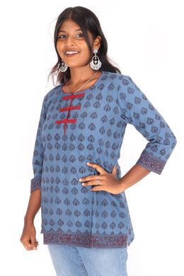Polo Blue Bagh Printed Cotton Kurti 10071550