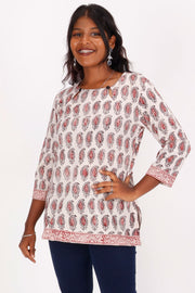 Swan White Bagh Printed Cotton Kurti 10071563