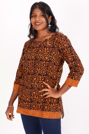 Deep Brown Bagh Printed Cotton Kurti 10071567