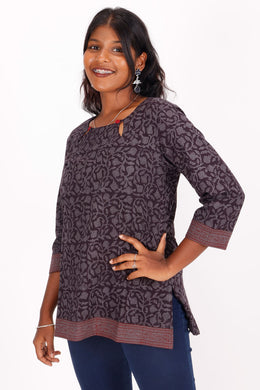 Dark Grey Bagh Printed Cotton Kurti 10071570