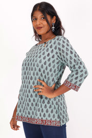 Arctic Blue Bagh Printed Cotton Kurti 10071573