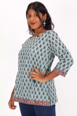 Arctic Blue Bagh Printed Cotton Kurti 10071573