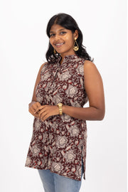 Brown Jahota Hand Block Cotton Kurtis 10072377