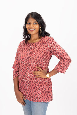 Pink Jahota Hand block Printed Cotton Kurti 10072378