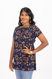 Blue Jahota Hand block  Printed Cotton Kurti 10072384