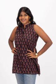 Black Jahota Hand Block Cotton Kurtis 10072385