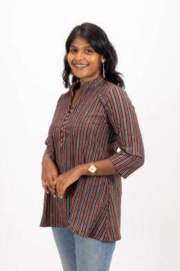 Multicolor Kutchi Handblock Printed Cotton Kurtis 10072401