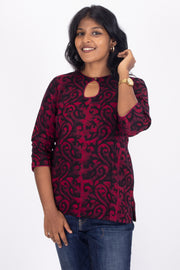 Maroon Batik Printed Rayon Kurti 10076418