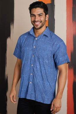 Blue Bagh Printed Half Sleeve Men's Cotton Shirt 10075451