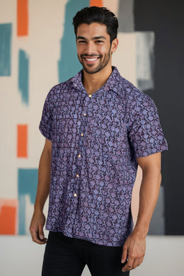 Black Bagh Printed Half Sleeve Men's Cotton Shirt 10075453