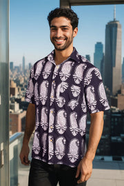 Black Bagh Printed Half Sleeve Men's Cotton Shirt 10075456