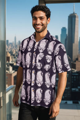 Black Bagh Printed Half Sleeve Men's Cotton Shirt 10075456