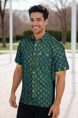 Indigo Handblock Print Pre-Washed Pure Cotton Shirt 10075457