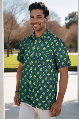 Indigo Handblock Print Pre-Washed Pure Cotton Shirt 10075458