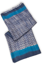 Blue Printed Tussar Silk Saree 10076292