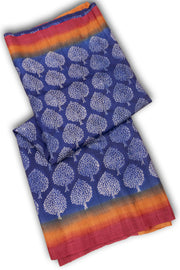 Blue Printed Tussar Silk Saree 10076293