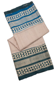 Beige Printed Tussar Silk Saree 10076294