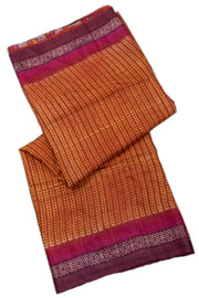 Orange Printed Tussar Silk Saree 10076296
