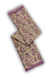 Blush Almond Beige Printed Tussar Silk Saree with Berry Dust Purple Paisley Motifs 10076451