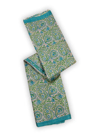 Almond Beige Printed Tussar Silk Saree with Ocean Jade Blue Paisley Motifs 10076454