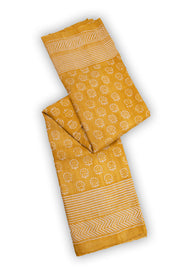 Honey Yellow Printed Tussar Silk Saree With Floral Motifs 10076455