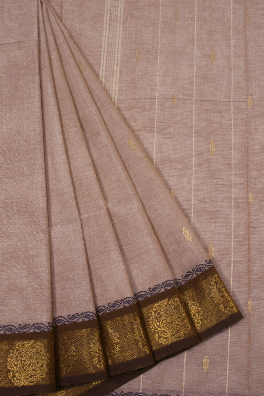 Beige Handloom Kanchi Cotton Saree - Avishya
