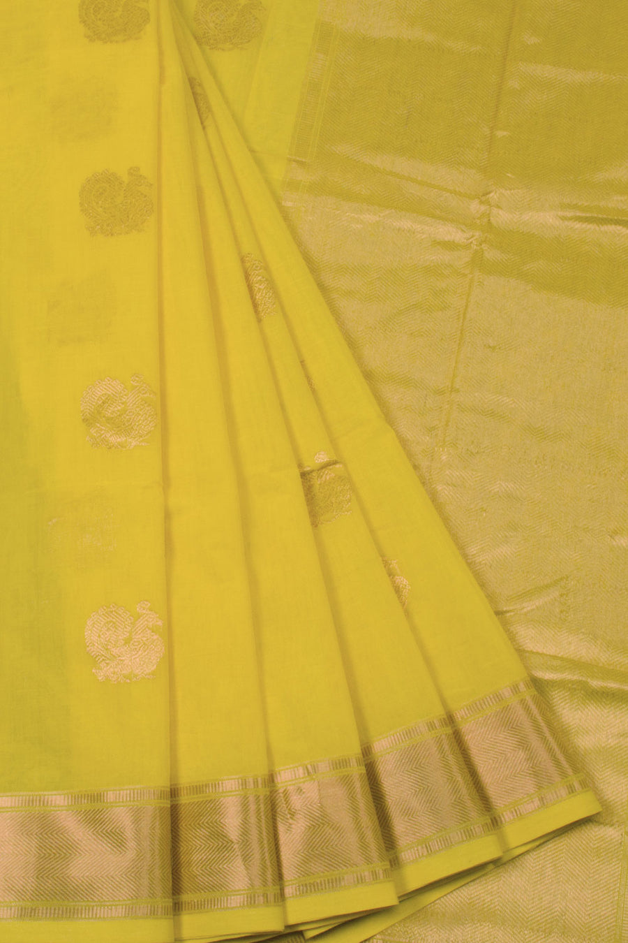 Yellow Handloom Kanchi Cotton Saree  - Avishya