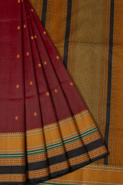 Maroon Handloom Kanchi Silk Cotton Saree 10065352