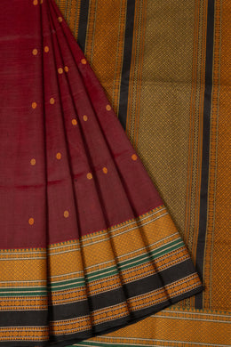 Maroon Handloom Kanchi Silk Cotton Saree 10065352