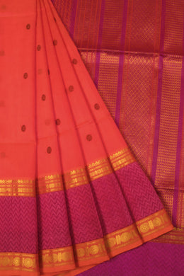 Peach Handloom Kanchi Silk Cotton Saree 10065353