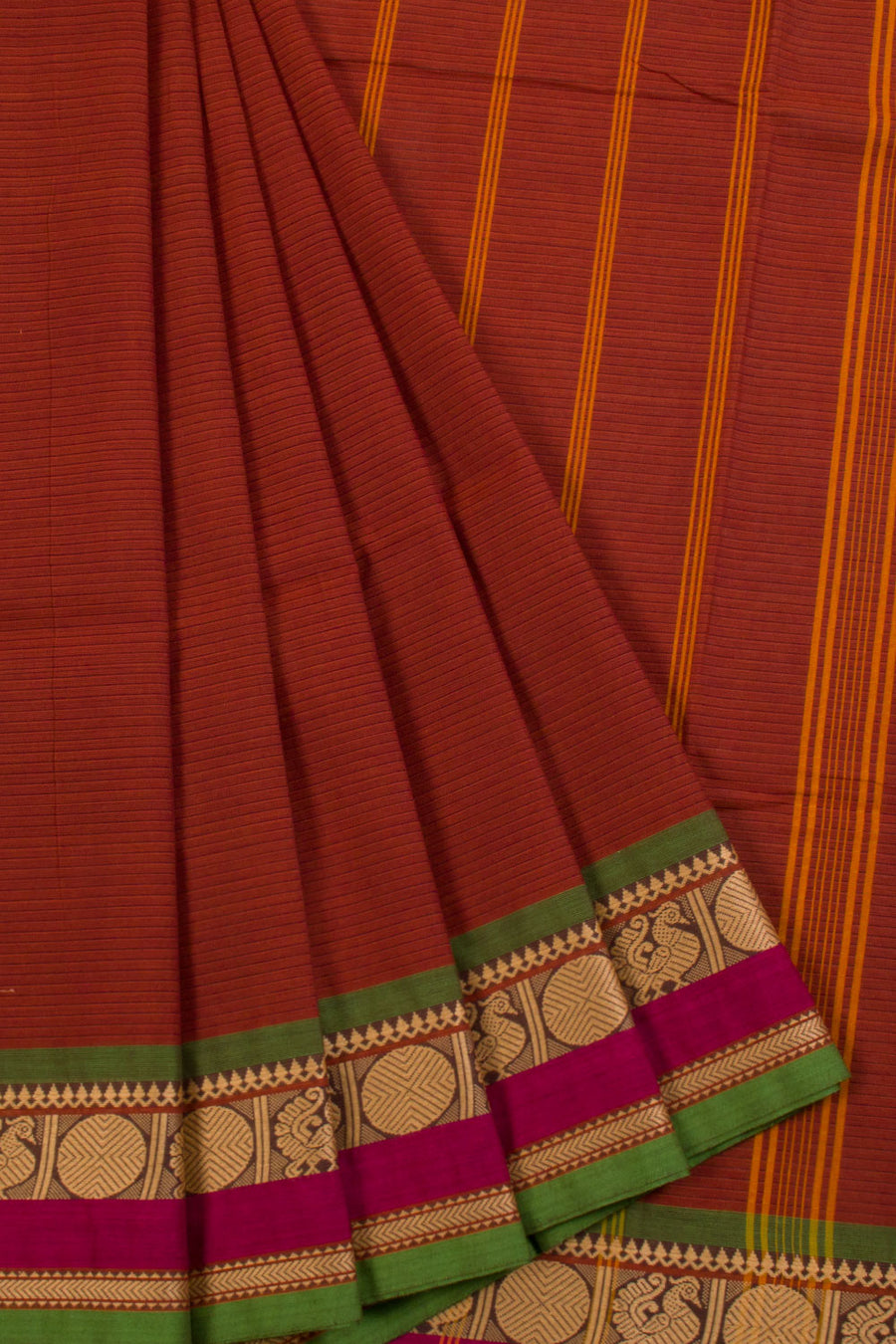 Maroon Handwoven Kanchi Cotton Saree 10068723 - Avishya