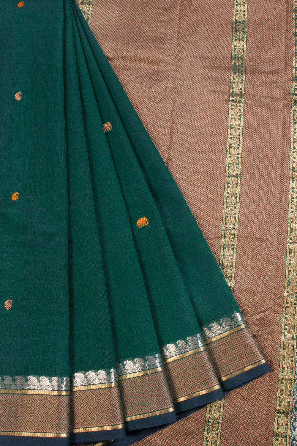 Green Kanchi Cotton Saree 10069238 - Avishya