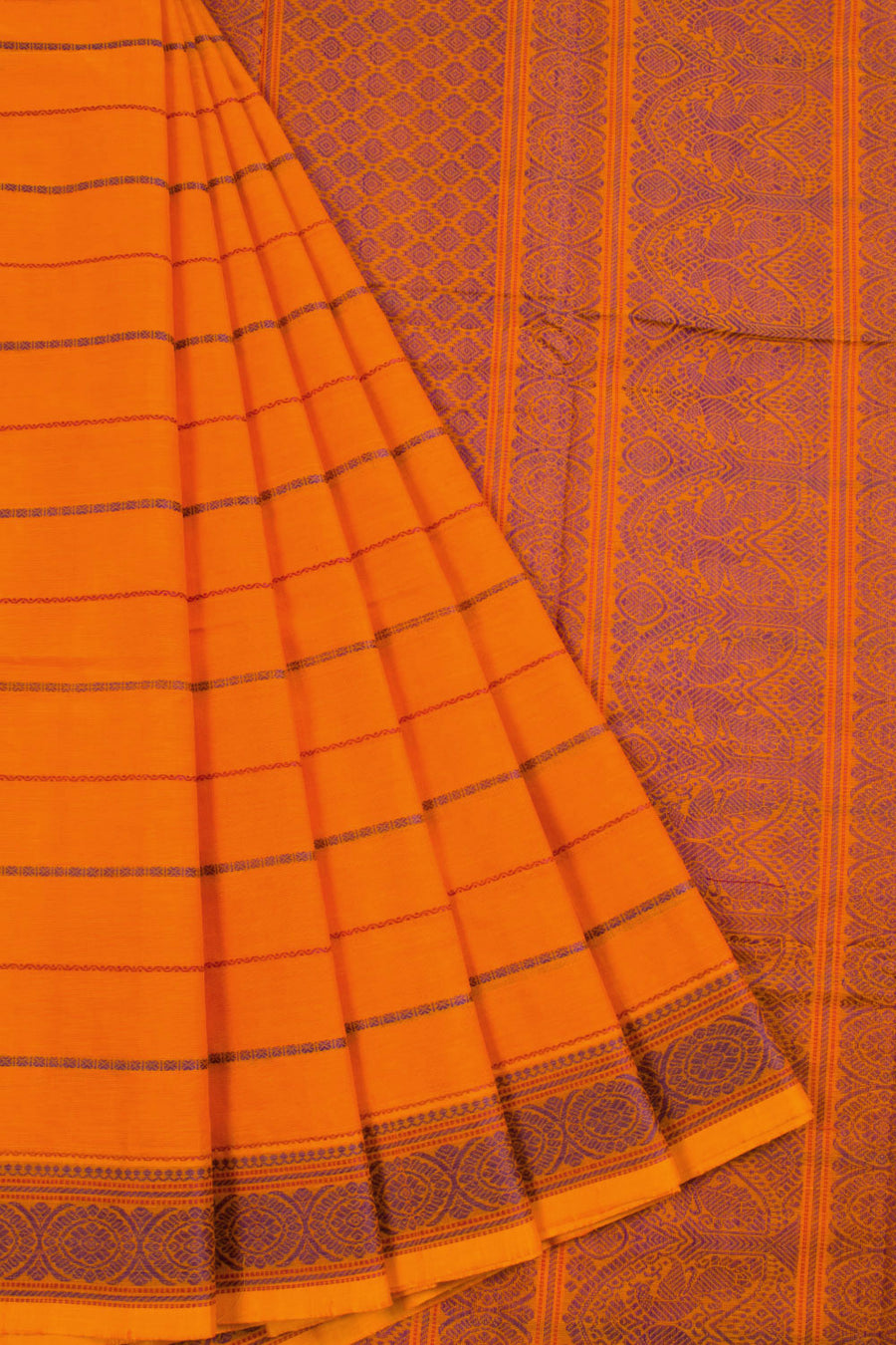 Orange Kanchi Cotton Saree 10069242 - Avishya