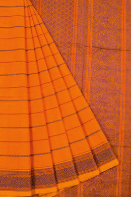 Orange Kanchi Cotton Saree 10069242 - Avishya