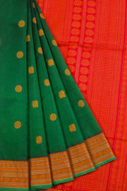 Emerald Green Handloom Kanchi Silk Cotton Saree 10077997