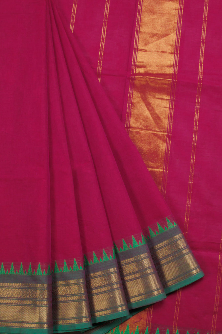 Magenta Handwoven Kanchi Cotton Saree 10069284 - Avishya